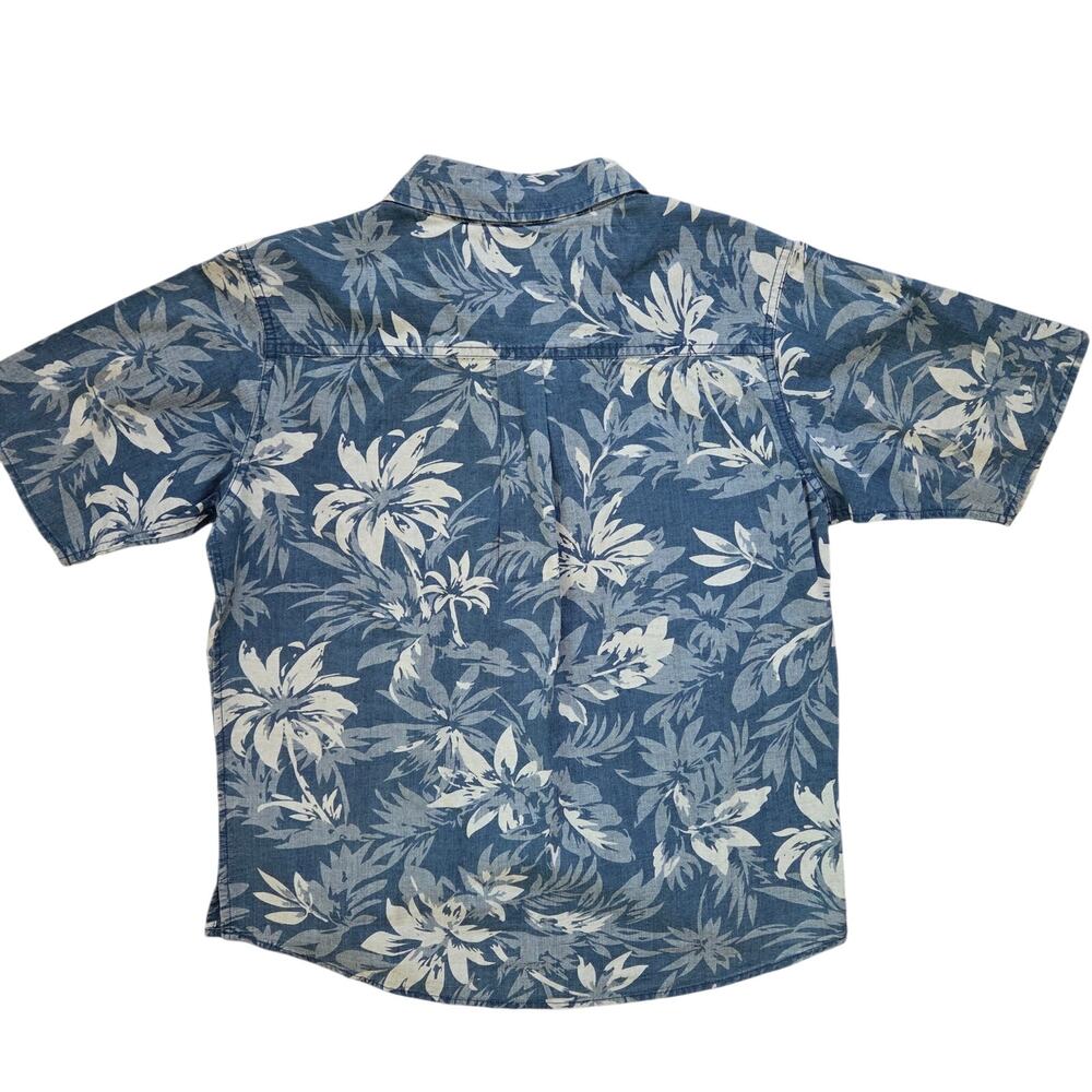 NWT Sperry Chambray Floral Hawaiian Button Down Shirt Size Med Vacation Beach